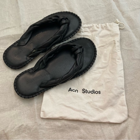 Acne studios bema leather sandals black 40 - Picture 1 of 10